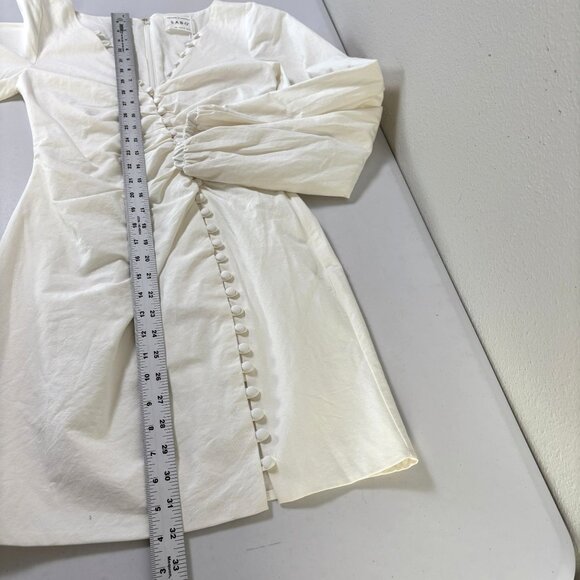 Sabo Minna Button Dress Size XS White Mini Long Balloon Sleeves Cotton NWT - Picture 11 of 16